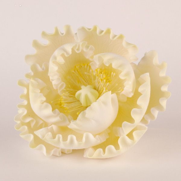 Yellow Gumpaste Peony sugarflower handmade edible sugar cake decoration.  Perfect for fondant wedding cakes and birthday cakes. Caljava