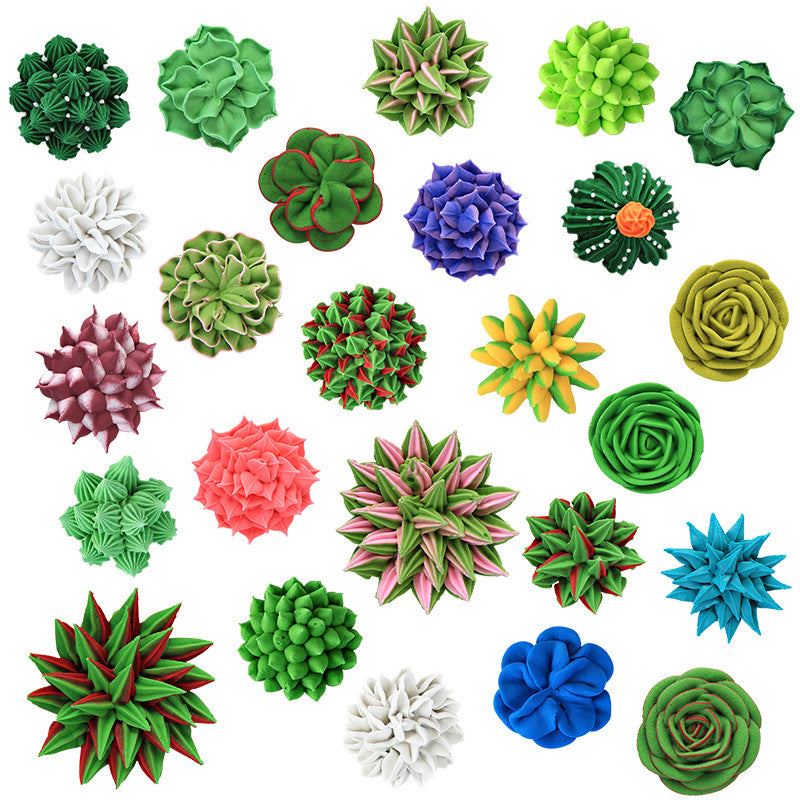 succulent icing Extra Large 3D Succulent Set Royal Icing Decorations (Bulk)