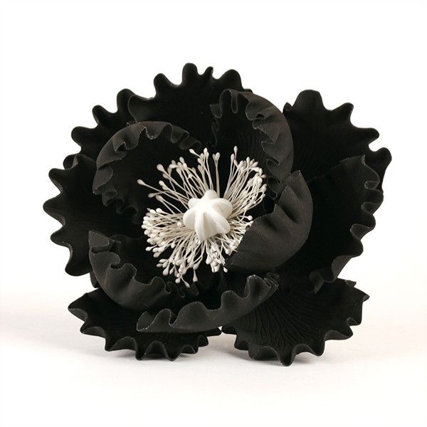 Black Gumpaste Large Peony sugarflower cake toppers perfect for cake decorating rolled fondant wedding cakes and birthday cakes.  Wholesale cake supply & sugarflowers. Caljava