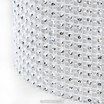 Add bling to your cake with Glam Ribbon Diamond Cake Wraps. Perfect for cake decorating rolled fondant cakes & wedding cakes. Cake decoration. Diamond Mesh. White Glam Cake Ribbon