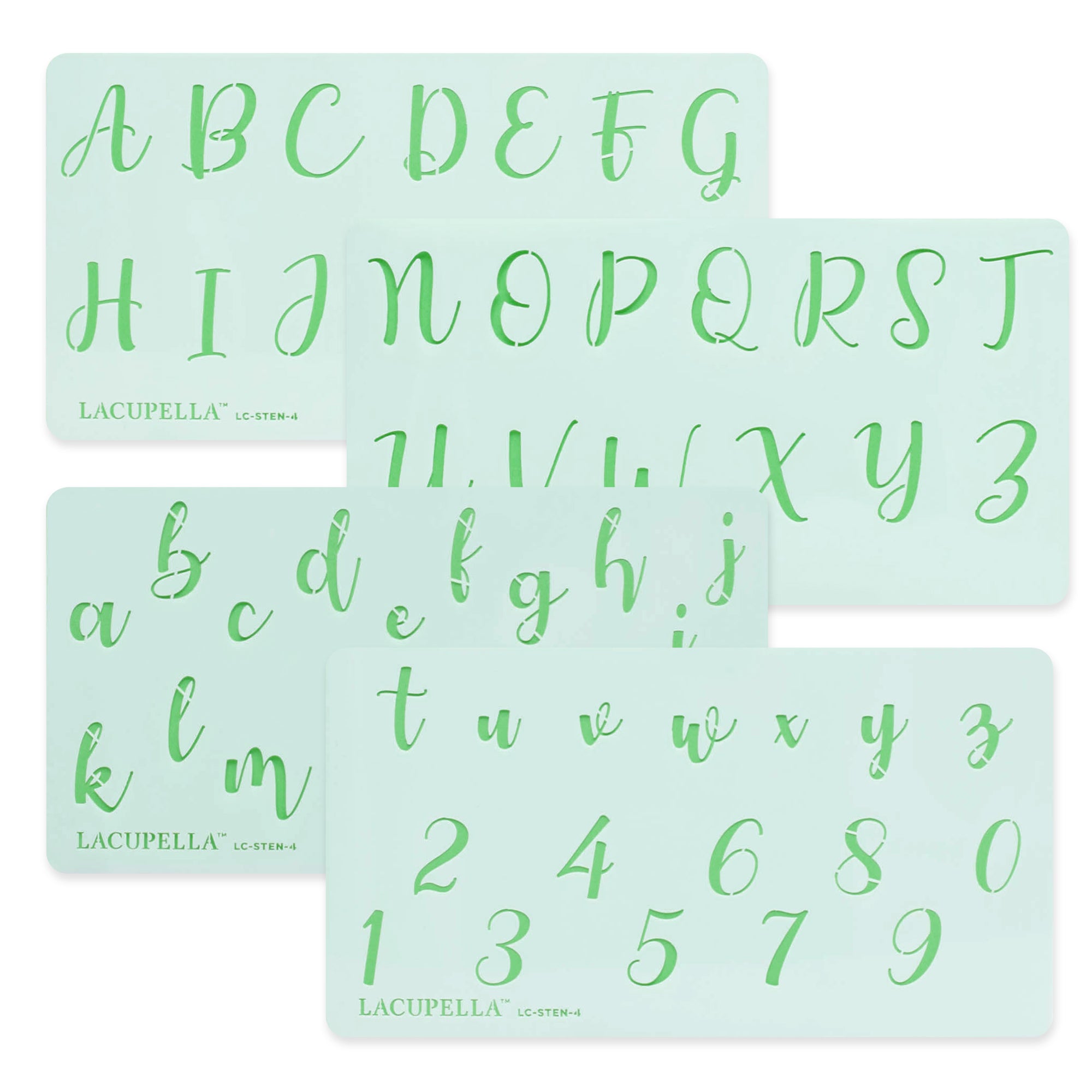 Acrylic Cursive Stencils - Letters & Numbers