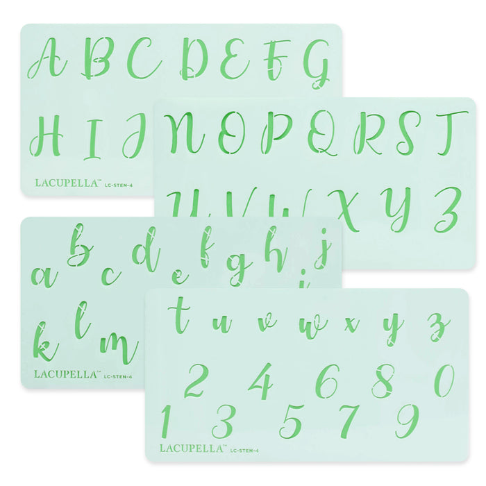 Acrylic Cursive Stencils - Letters & Numbers — CaljavaOnline