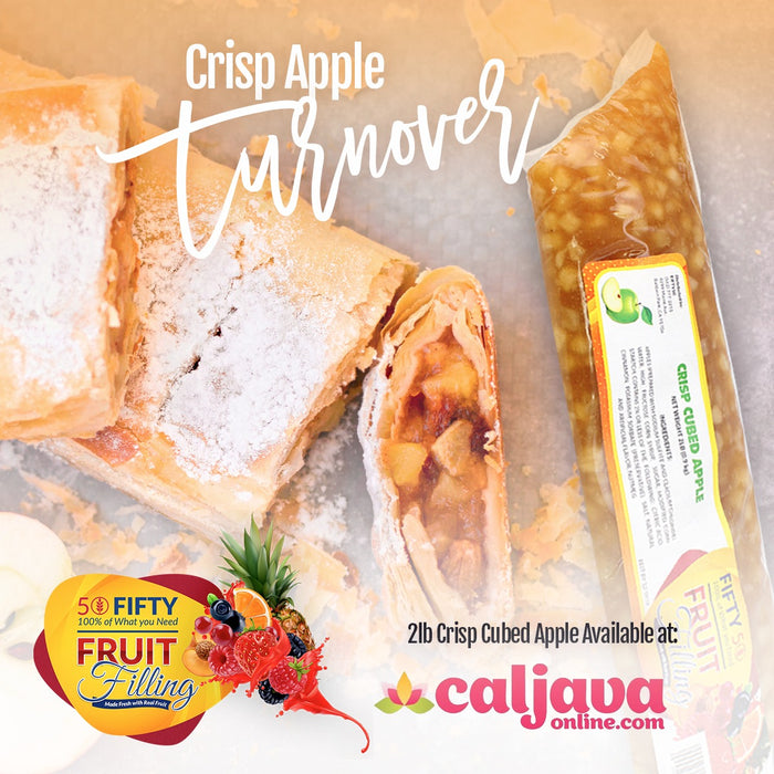 Oven-stable cubed apple fruit filling for pastry turnovers