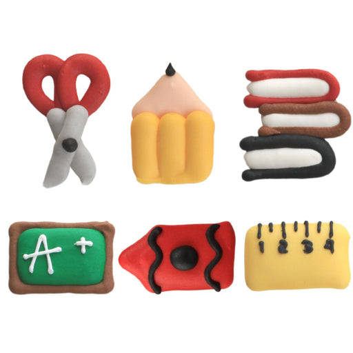 Gourmet chocolates adorned with school-themed royal icing toppers, designed for chocolate businesses to quickly create high-margin back-to-school best-sellers by Caljava