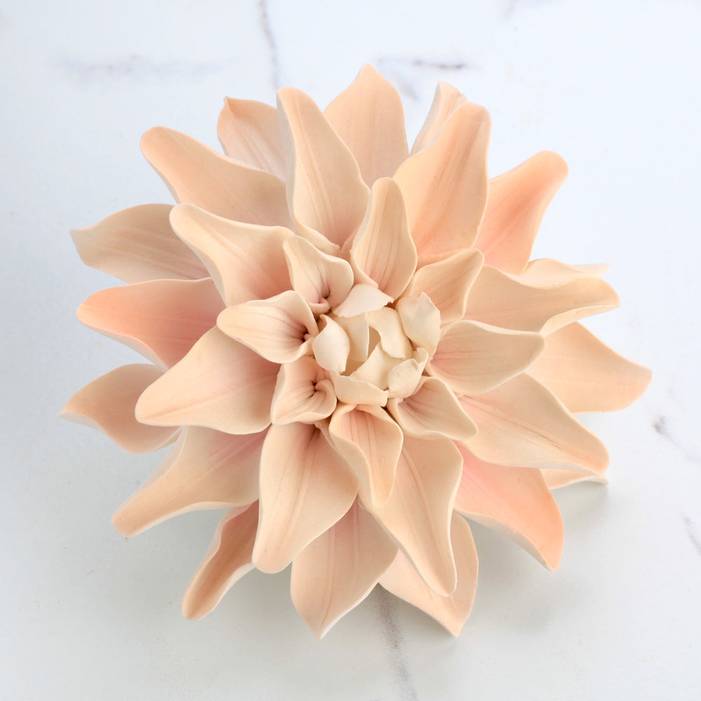 Gumpaste Dahlia Sugarflowers are perfect for cake decorating fondant wedding cakes & cupcakes. Handmade cake toppers from gumpaste/fondant. Wholesale sugarflower. Caljava Bakery Supplies