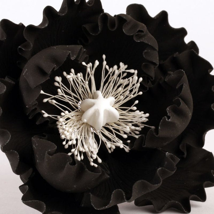 premade black peony sugar flower designed for cake shops and production bakeries