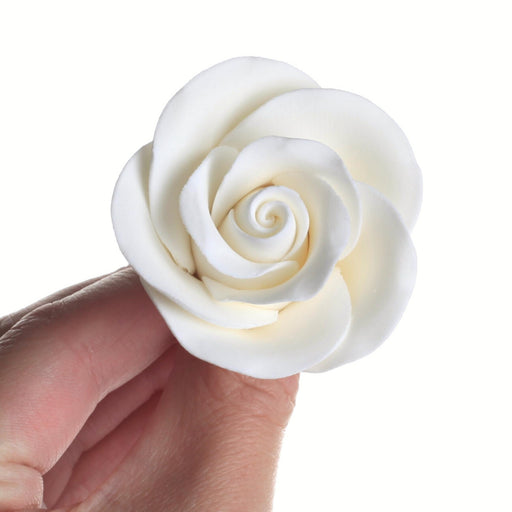 Large Hope Rose Sugar Flower Ready-to-Use Cake Topper 2 inch by Caljava