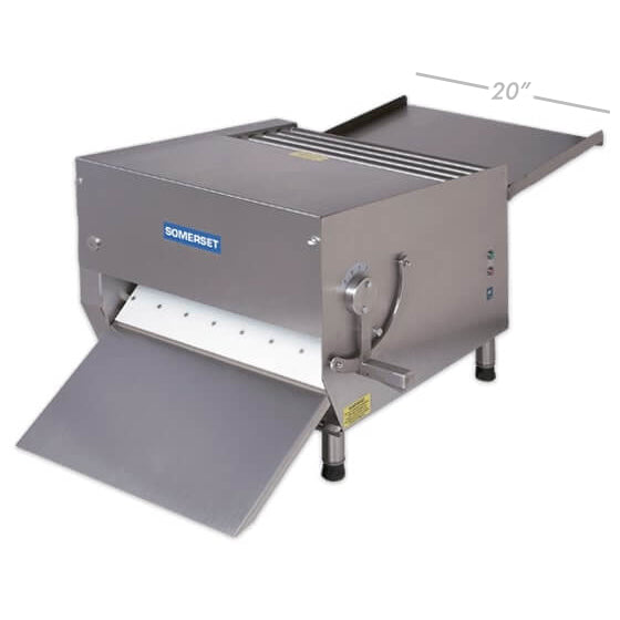 Somerset CDR-700 OSHA compliant 20-inch commercial pizza dough and fondant sheeter in stainless steel