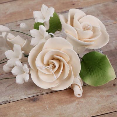 Three Small Dog Rose Sprays - Ivory