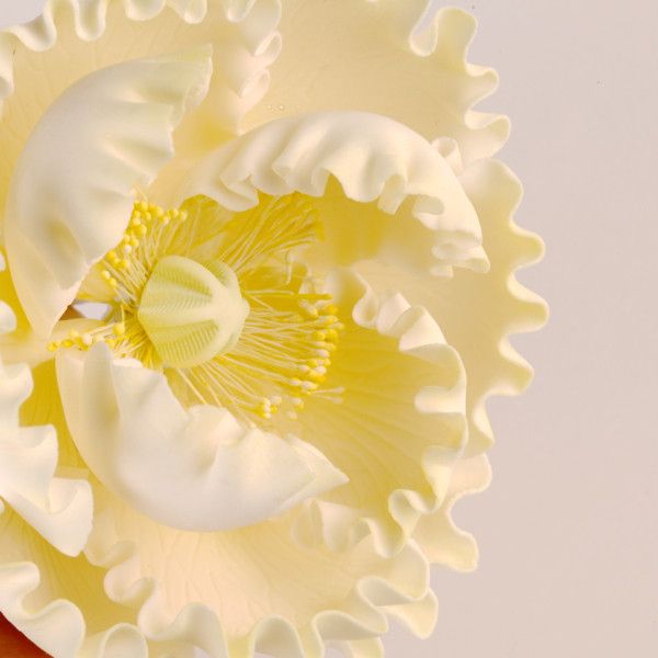 Ready-made yellow peony sugar flower cake topper for elegant wedding cakes by Caljava