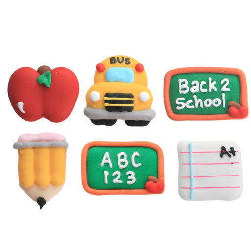 Back to School Graduation Royal Icing Toppers handmade ready-to-use for decorating cupcakes, chocolates, candy, cake, brownies, cookies, macaron. Edible toppers made of sugar for decorating desserts. Graduate Grad Gown High School College mortarboard