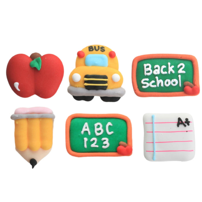 Back to School Graduation Royal Icing Toppers handmade ready-to-use for decorating cupcakes, chocolates, candy, cake, brownies, cookies, macaron. Edible toppers made of sugar for decorating desserts. Graduate Grad Gown High School College mortarboard