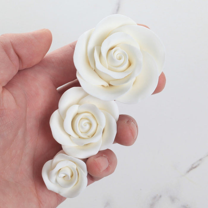 Realistic medium gumpaste rose for professional cake decorating by Caljava