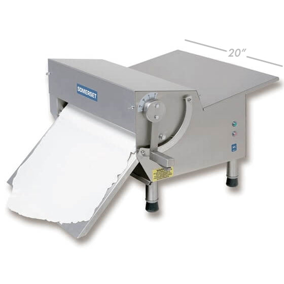 Somerset CDR-500F 20-inch fondant sheeter featuring integrated stainless steel release tray from Caljava