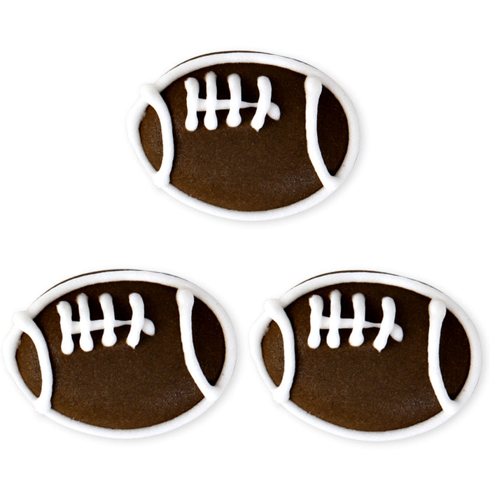 Football Royal Icing Topper for cake decorating your own cupcakes, cakes, and fine chocolates.  Edible chocolate decorations.